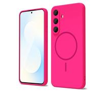 oakxco for Samsung Galaxy S25 FE Case Silicone Mag Safe, Magnetic Slim Thin Phone Case Compatible with Magsafe, Women Girls Cute Girly Bright Fluorescent Safecase with Camera Cover, Neon Hot Pink