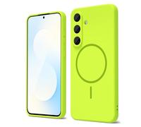 oakxco for Samsung Galaxy S25 FE Case Silicone Mag Safe, Magnetic Slim Thin Phone Case Compatible with Magsafe, Women Girls Cute Girly Bright Fluorescent Safecase with Camera Cover, Lime Neon Green