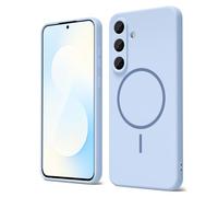 oakxco for Samsung Galaxy S25 FE Case Silicone Mag Safe, Magnetic Slim Thin Phone Case Compatible with Magsafe, Women Girls Cute Girly Aesthetic Soft Rubber Gel Safecase with Camera Cover, Light Blue