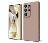 oakxco for Samsung Galaxy S25 Ultra Case Silicone, Thin Slim S25 Ultra Phone Case for Women Men, Aesthetic Solid Color, Soft Rubber Gel Plain Protective Bumper Grip, Brown Fall