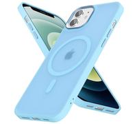 oakxco Magnetic Case for iPhone 12 Pro/ 12 Phone Case Compatible with Magsafe, Slim Thin Clear Hard Shell Plastic & Silicone Rubber Bumper, Transparent Cute Mag Safe Cover for Women Girls, Light Blue