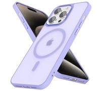 oakxco Magnetic Case for iPhone 15 Pro Max Phone Case Compatible with Magsafe, Slim Thin Clear Hard Shell Plastic & Silicone Rubber, Transparent Cute Mag Safe Cover for Women Girls, Purple Lavender