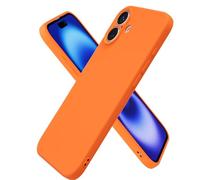 oakxco Silicone Case Compatible with iPhone 17, Ultra Slim Thin Phone Case for Women Girls, Plain Color Minimalist Aesthetic Cute Girly Design, Soft Rubber with Camera Cover Protection, Neon Orange