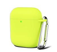 Oakxco Silicone Case for Airpods 1st 2nd Generation with Keychain, Thin Slim Soft TPU Skin Rubber Gel Cute Airpods Case 1/2 Gen Cover Aesthetic Accessories for Women Men, Lime Neon Yellow
