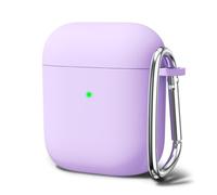 Oakxco Silicone Case for Airpods 1st 2nd Generation with Keychain, Thin Slim Soft TPU Skin Rubber Gel Cute Airpods Case 1/2 Gen Cover Aesthetic Accessories for Women Girl Female, Lilac Purple