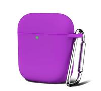 Oakxco Silicone Case for Airpods 1st 2nd Generation with Keychain, Thin Slim Soft TPU Skin Rubber Gel Cute Airpods Case 1/2 Gen Cover Aesthetic Accessories for Women Girl Female, Violet Purple