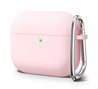Oakxco Silicone Case for Airpods 3rd Generation 2021 with Keychain, Thin Slim Soft TPU Skin Rubber Gel Cute Airpods Case 3 Gen Cover Aesthetic Accessories for Women Girl Female, Light Pink