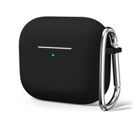 Oakxco Silicone Case for Airpods 4th Generation 2024 with Keychain, Thin Slim Soft TPU Skin Rubber Gel Cute Airpods Case 4 Gen Cover Aesthetic Accessories for Women Men, Black