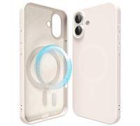 oakxco Silicone Case for iPhone 16 Plus Compatible with Magsafe Magnetic Wireless Charging, Slim Thin Soft Rubber Gel with Magnet, Matte TPU Mag Cover for Women Men, Beige Stone Cream