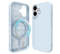 oakxco Silicone Case for iPhone 17 Case Magnetic, Compatible with Magsafe Wireless Charging, Slim Thin Soft Rubber Gel, Girly Cute Aesthetic Trendy Hard Shell Mag Safe Cover for Women, Light Blue