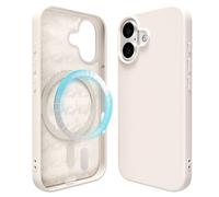 oakxco Silicone Case for iPhone 17 Case Magnetic, Compatible with Magsafe Wireless Charging, Slim Thin Soft Rubber Gel, Girly Cute Aesthetic Trendy Hard Mag Safe Cover for Women, Beige Stone Cream