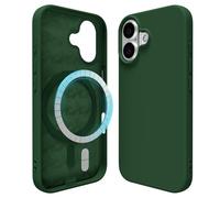 oakxco Silicone Case for iPhone 17 Case Magnetic, Compatible with Magsafe Wireless Charging, Slim Thin Soft Rubber Gel, Girly Cute Aesthetic Trendy Hard Shell Mag Safe Cover for Women, Dark Green