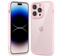 oakxco Thin Slim Clear case for iPhone 14 Pro, Transparent Hybrid Hard Shell Plastic & Soft Silicone Rubber Bumper, Non-Yellow Acrylic Protective Lightweight Cover for Women, Light Pink