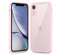 oakxco Thin Slim Clear case for iPhone XR, Transparent Hybrid Hard Shell Plastic & Soft Silicone Rubber Bumper, Non-Yellow Acrylic Protective Lightweight Cover for Women, Light Pink