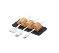 OAKYWOOD Magnetic Cable Holder - Charging Cable Clips - Desk Cord Organizer - 9.6x4.8x2.2 cm - Oak Holder with Black Base
