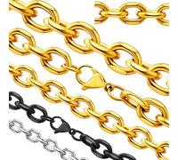 Oaldilee Stainless Steel Cable Chain Necklace for Men Women, Real Gold/Black Plated Mens Chain Rolo Chains, 3/5/8/10/13MM width, 18, 20, 22, 24, 26, 28, 30 Inch Jewelry Gift, 22 Inches(men's average