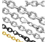 Oaldilee Stainless Steel Cable Chain Necklace for Men Women, Real Gold/Black Plated Mens Chain Rolo Chains, 3/5/8/10/13MM width, 18, 20, 22, 24, 26, 28, 30 Inch Jewelry Gift, 66.04 cm, Stainless Steel