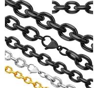 Oaldilee Stainless Steel Cable Chain Necklace for Men Women, Real Gold/Black Plated Mens Chain Rolo Chains, 3/5/8/10/13MM width, 18, 20, 22, 24, 26, 28, 30 Inch Jewelry Gift, 18 Inches(women's average