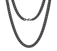 Oaldilee Stainless Steel Cuban Chain Necklace for Men Women, Real Gold/Black Plated Mens Chain Curb Chains, 3/5/7/10/12mm width, 18, 20, 22, 24, 26, 28, 30 Inch Jewelry Gift, 24 inches, Stainless