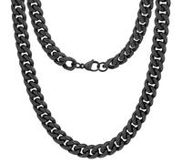 Oaldilee Stainless Steel Cuban Chain Necklace for Men Women, Real Gold/Black Plated Mens Chain Curb Chains, 3/5/7/10/12mm width, 18, 20, 22, 24, 26, 28, 30 Inch Jewelry Gift, 18 Inches(women's average