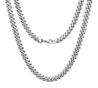 Oaldilee Stainless Steel Cuban Chain Necklace for Men Women, Real Gold/Black Plated Mens Chain Curb Chains, 3/5/7/10/12mm width, 18, 20, 22, 24, 26, 28, 30 Inch Jewelry Gift, 22 Inches(men's average