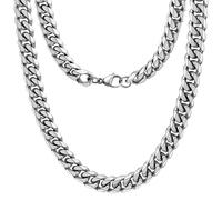 Oaldilee Stainless Steel Cuban Chain Necklace for Men Women, Real Gold/Black Plated Mens Chain Curb Chains, 3/5/7/10/12mm width, 18, 20, 22, 24, 26, 28, 30 Inch Jewelry Gift, 18 Inches(women's average