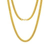 Oaldilee Stainless Steel Cuban Chain Necklace for Men Women, Real Gold/Black Plated Mens Chain Curb Chains, 3/5/7/10/12mm width, 18, 20, 22, 24, 26, 28, 30 Inch Jewelry Gift, 20 inches, Stainless