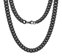 Oaldilee Stainless Steel Cuban Chain Necklace for Men Women, Real Gold/Black Plated Mens Chain Curb Chains, 3/5/7/10/12mm width, 18, 20, 22, 24, 26, 28, 30 Inch Jewelry Gift, 24 inches, Stainless
