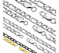 Oaldilee Stainless Steel Figaro Chain Necklace for Men Women, Real Gold/Black Plated Chains, 4/6/7/9mm width,18"-30" Length Jewelry Gift, Send Gift Box, 22 Inch, Stainless Steel, No Gemstone