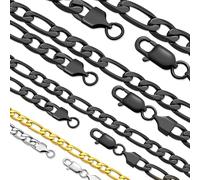 Oaldilee Stainless Steel Figaro Chain Necklace for Men Women, Real Gold/Black Plated Chains, 4/6/7/9mm width,18"-30" Length Jewelry Gift, Send Gift Box, 20 inch, Stainless Steel, No Gemstone