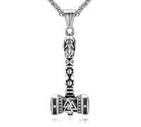 Oaldilee Thor Hammer Necklace for Men, 18K Gold/Black Stainless Steel Hammer Mjolnir Pendant Powerful Amulet Noridc Jewelry Gift for Viking Lover-Send Gift Box, Stainless Steel, No Gemstone
