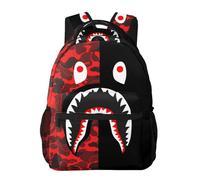 OAMAY Backpack Shark Teeth Camo Backpacks 3D Print Travel Laptop Daypack Bookbag Fashion Durable for Men and Women, Shark Red Camo, One Size, Novel