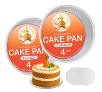 OAMCEG 4 Inch Mini Cake Tin Set - 2pcs Non-Stick Aluminium Round Baking Pans with 50 Liners - Loose Bottom Tins for Cheesecake, Sponge, Birthday Cakes, Afternoon Tea