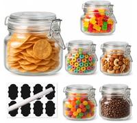 OAMCEG Clip Top Jars 500ml Set of 6 - Airtight Glass Storage Containers with Lids for Jam, Pickle, Overnight Oats, Canning, Sugar & Spices - Reusable Mason Jars for Kitchen Food Organiser