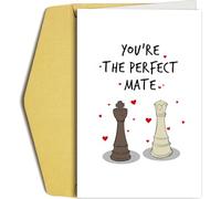 Oamiolek Cute Chess Valentines Day Card for Him Her, Funny Valentine's Day Card for Husband Wife, King And Queen Valentines Day Card, You're The Perfect Mate