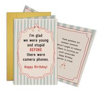 Oamiolek Funny Birthday Card for Man Woman, Humor Birthday Card for Friend Bestie, I'm Glad We Were Young and Stupid Before There Were Camera Phones