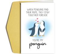 Oamiolek Funny Penguin Valentines Day Card for Him Her, Romantic Wedding Anniversary Card for Husband Wife Boyfriend Girlfriend, Poem Love Card for Him Her, You Are My Penguin