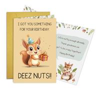Oamiolek Funny Squirrel Birthday Card for Men Women, Cute Deez Nuts Bday Card Gifts, I Got Something for Your Birthday