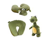 OAMORE 2 in 1 Travel Pillow Cute Animal Neck Pillow U-Shape Travel Pillow Ergonomic Contoured Design erfect for Flight Trip car Train Office nap (Dinosaur)