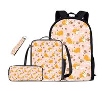 Oamsistay Cute Corgi School Backpack Set 4pcs Kids Backpack with Lunch Box Pencil Case and Keychain School Backpacks Kids Backpack for Girls 4-6 for Kindergarten Preschool Elementary School Students