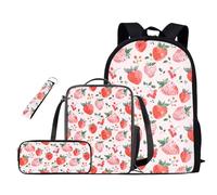 Oamsistay Pink Strawberry Kids Backpack Set Boys 4Pcs Kids Backpack with Lunch Box Pencil Case and Keychain Backpack School Backpack for Boys School Backpacks for Kindergarten Preschool Elementary