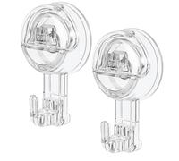 Oamwrae 2 Pcs Suction Hooks, Plastic Clear Removable Suction Cup Hooks for Hanging Heavy Duty 3 Kg, No Nails Sucker Hooks Towel Holder for Shower, Bathroom, Kitchen, Window, Wreath