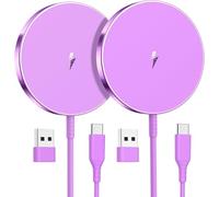 OANDYS For MagSafe Charger 2 Pack 15W Fast Magnetic Wireless Charger For iPhone 17/16/15/14/13/12 Series & AirPods 4-2Pro, Strong Magnet, USB-C/A Ports, Ultra-Thin & Portable, Ideal for Desk & Bedside