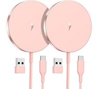 OANDYS For MagSafe Charger 2 Pack 15W Fast Magnetic Wireless Charger For iPhone 17/16/15/14/13/12 Series & AirPods 4-2Pro, Strong Magnet, USB-C/A Ports, Ultra-Thin & Portable, Ideal for Desk & Bedside