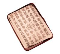 OAOAO Copper Cigarette Case with Portable Double Sided Spring Clip, Holds 16 Cigarettes, One Size, 95x68x15mm, 1 Pcs(A)