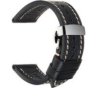 OAOAO Genuine Leather Watch Band 18mm-26mm Vintage Replacement Strap With Deployment Buckle 1pcs(Black,24mm)