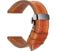 OAOAO Genuine Leather Watch Band 18mm-26mm Vintage Replacement Strap With Deployment Buckle 1pcs(Light brown,20mm)