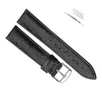 OAOAO Genuine Leather Watch Band Replacement, Ostrich Pattern, 12-24mm Width With Pin Clasp, For Analog Quartz Watch, 1 Pcs(Black silver buckle,16mm)