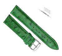 OAOAO Genuine Leather Watch Band Replacement, Ostrich Pattern, 12-24mm Width With Pin Clasp, For Analog Quartz Watch, 1 Pcs(Green silver buckle,17mm)