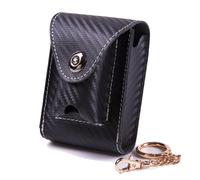 OAOAO Leather Cigarette Case with Lighter Holder and Belt Loop, for Men and Women, One Size 72x50x105mm, 1pcs(Pure Black)